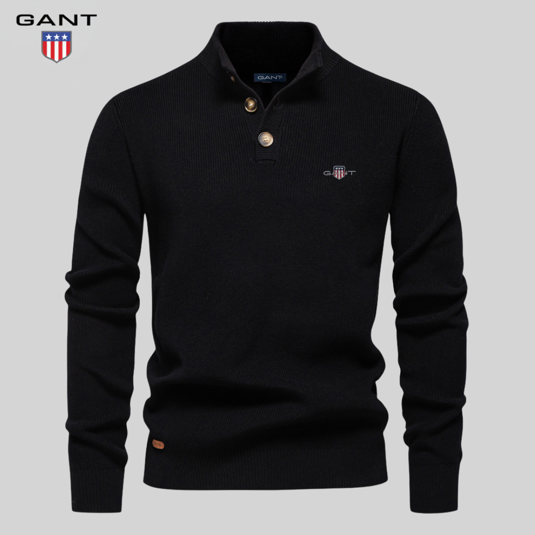 GANT Premium stickad tröja med knäppkrage