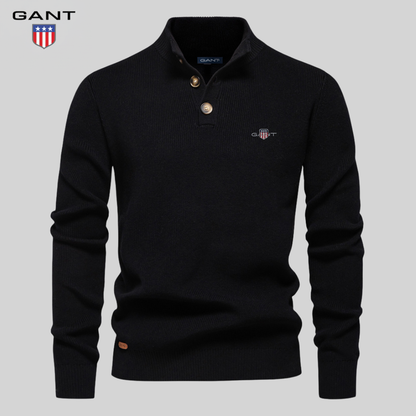 GANT Premium stickad tröja med knäppkrage